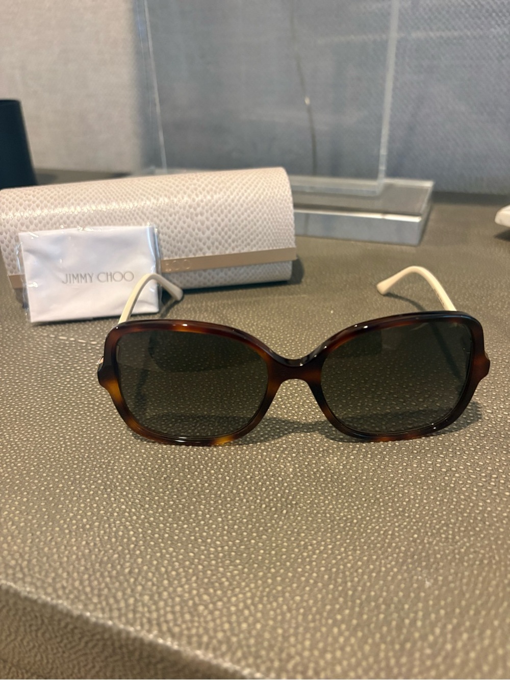 Jimmy Choo Tortoiseshell Sunglasses with Cream Arms